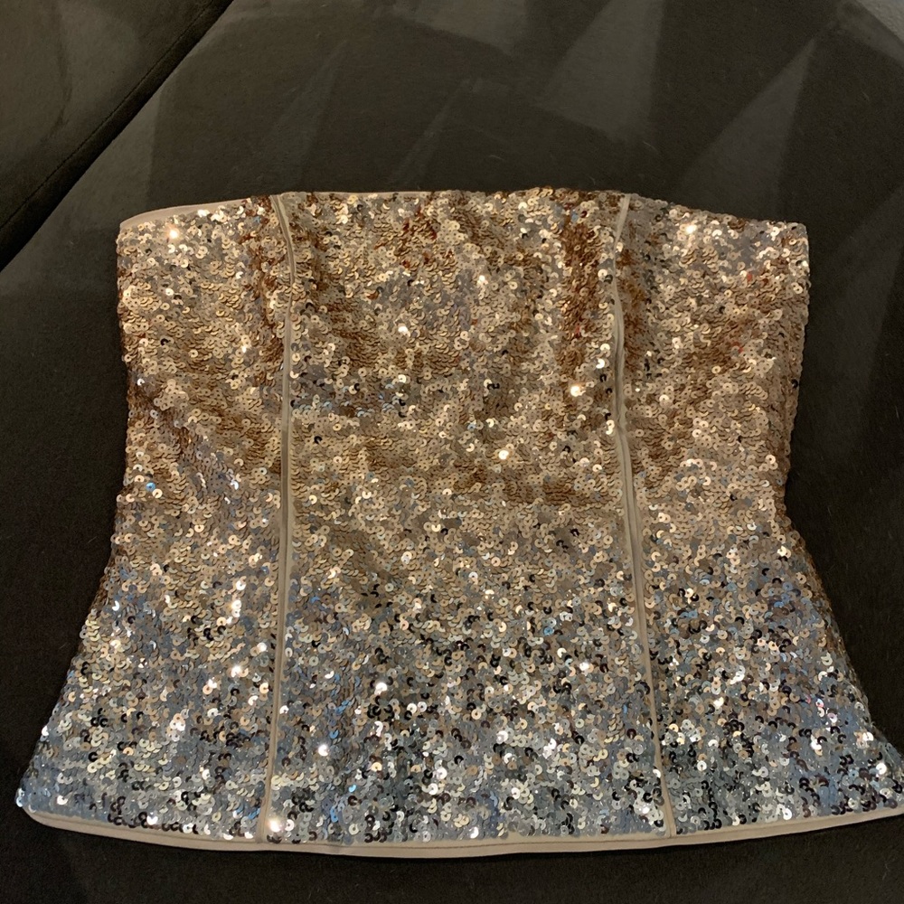 Gold/silver gradient sparkle tube top